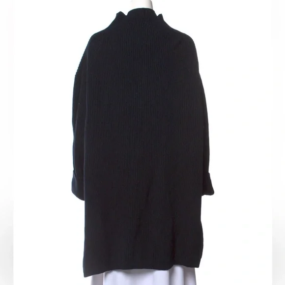 Toteme Ribbed Wool Mock Neck Sweater in Black Size S - Picture 3 of 8